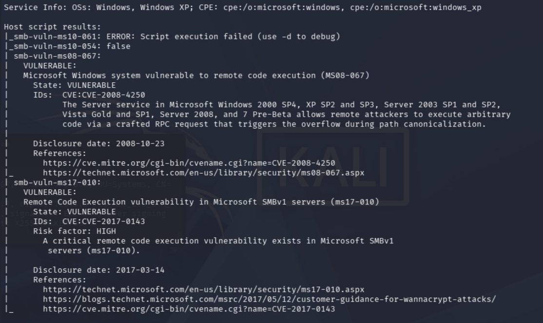 Resultados de vulnerabilidad SMB